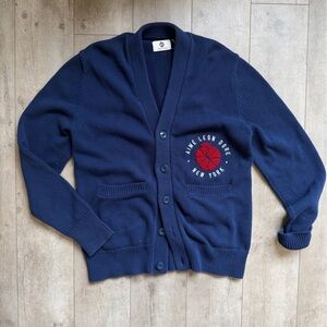 Aime Leon Dore X New Balance — Navy Cardigan with Red Patch Logo